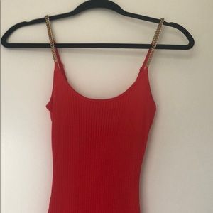 Brand new red dress with gold straps